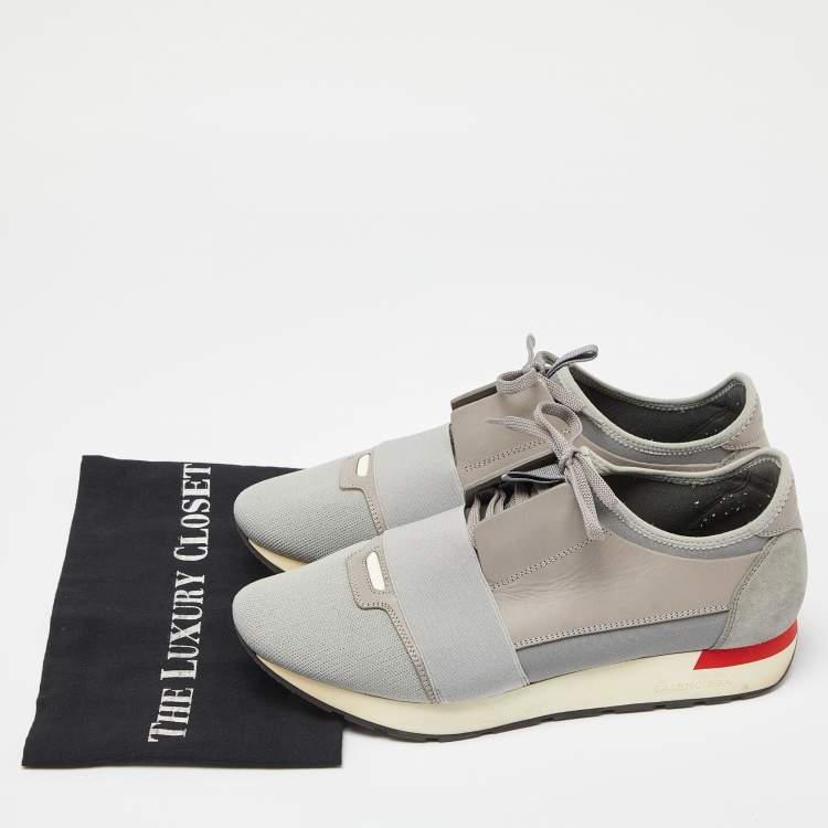 Pre Owned Balenciaga Multicolor Leather and Mesh Race Runner Low Top Sneakers Size 42