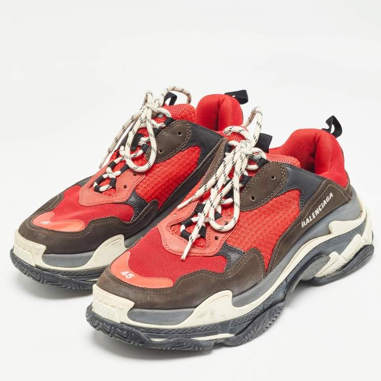 Pre Owned Balenciaga Multicolor Leather and Mesh Triple S Sneakers Size 45