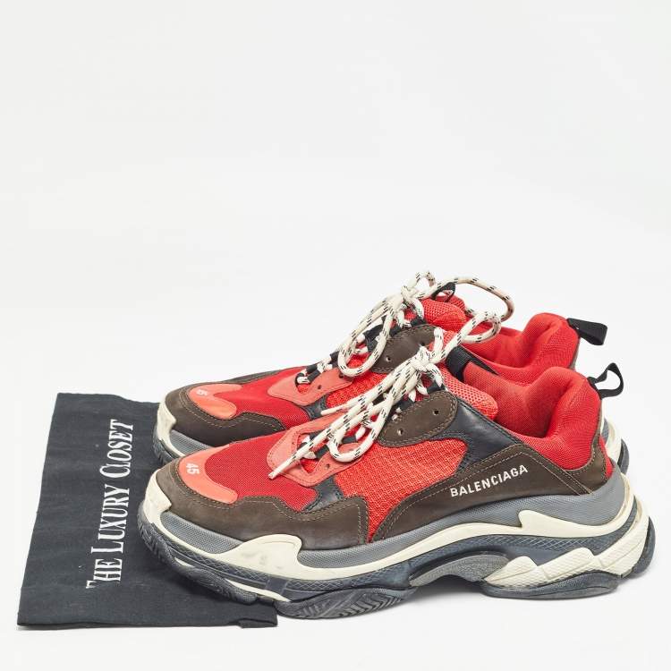 Pre Owned Balenciaga Multicolor Leather and Mesh Triple S Sneakers Size 45