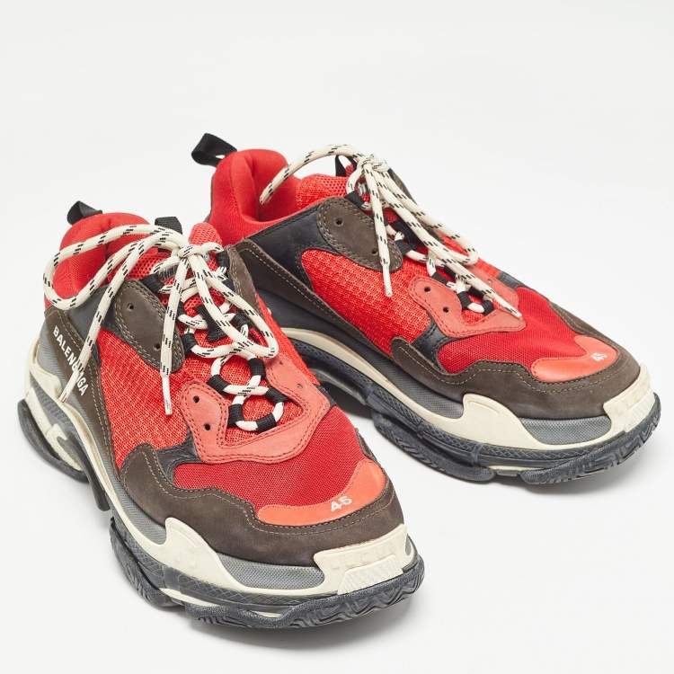 Pre Owned Balenciaga Multicolor Leather and Mesh Triple S Sneakers Size 45
