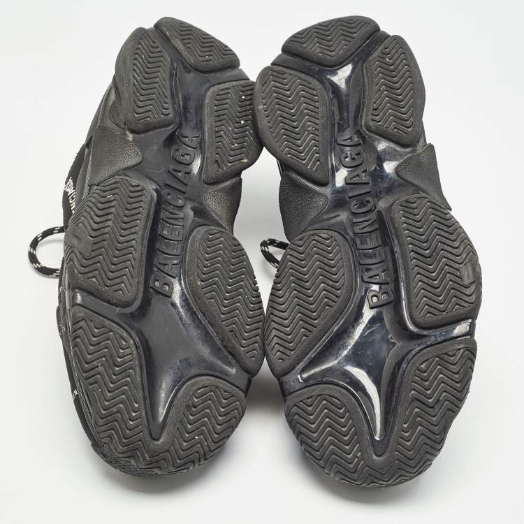 Pre Owned Balenciaga Black Leather Triple S Sneakers Size 43