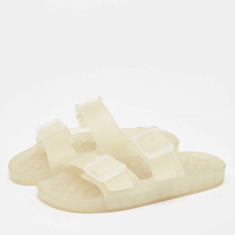 Pre Owned Balenciaga Transparent Rubber Flat Slides Size 43