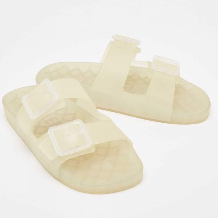 Pre Owned Balenciaga Transparent Rubber Flat Slides Size 43