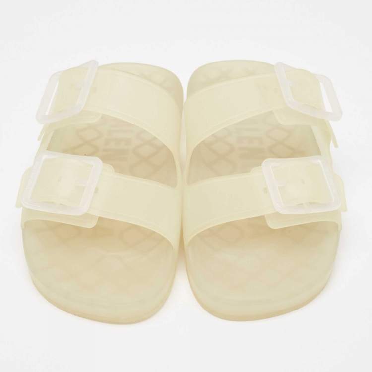 Pre Owned Balenciaga Transparent Rubber Flat Slides Size 43