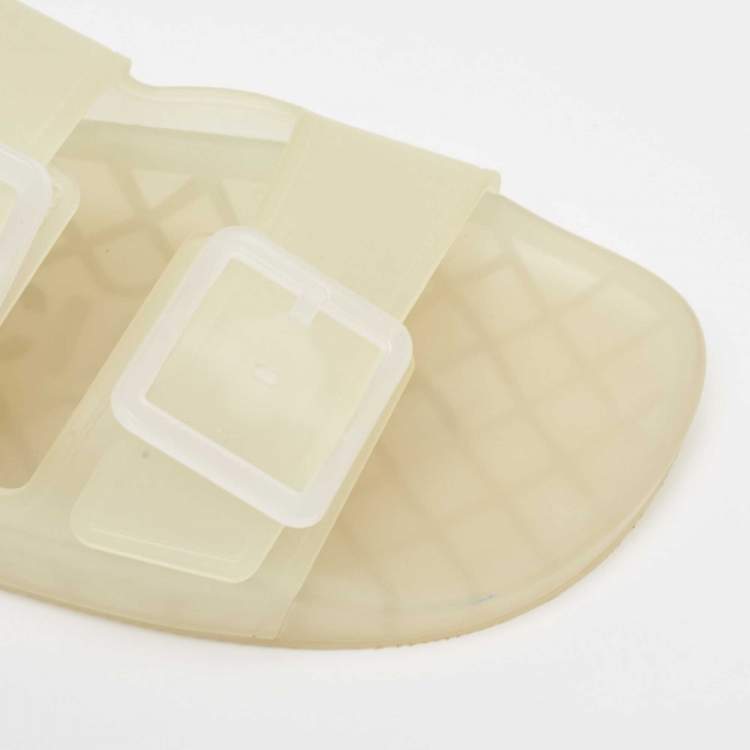 Pre Owned Balenciaga Transparent Rubber Flat Slides Size 43