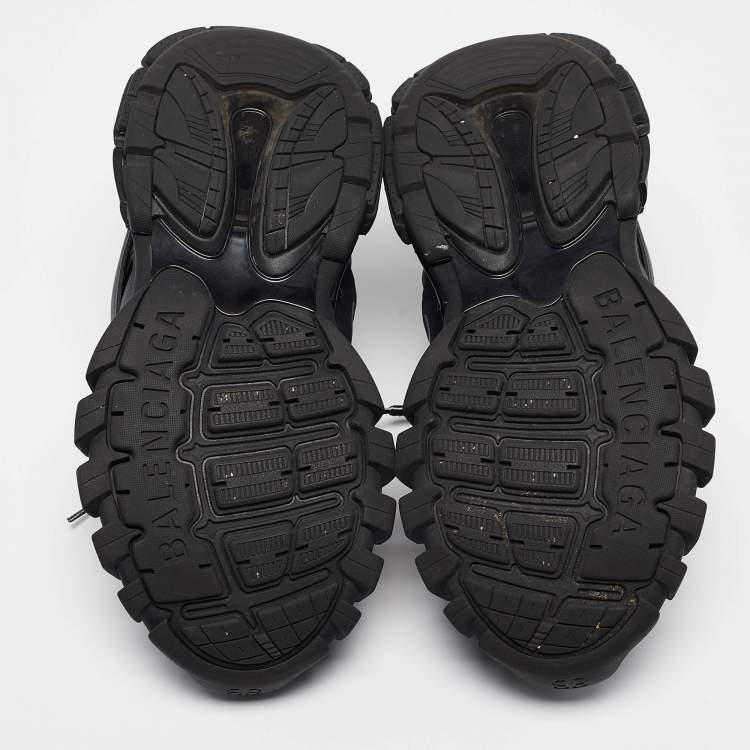 Pre Owned Balenciaga Black Faux  Leather Track Sneakers Size 40