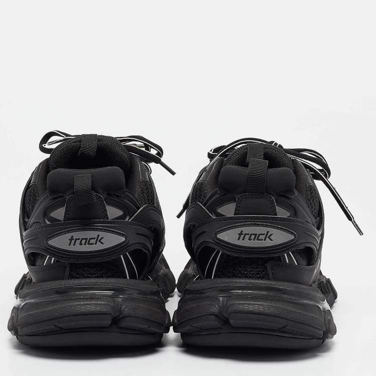 Pre Owned Balenciaga Black Faux  Leather Track Sneakers Size 40