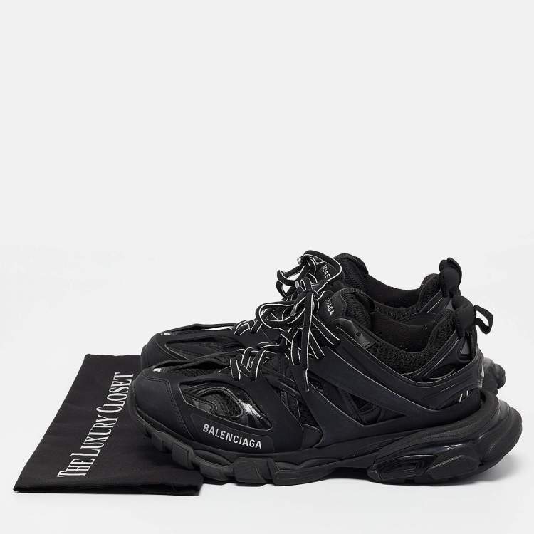 Pre Owned Balenciaga Black Faux  Leather Track Sneakers Size 40