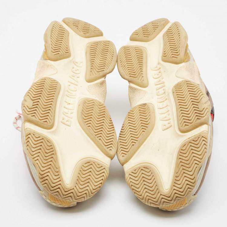 Pre Owned Balenciaga Multicolor Nubuck Leather and Mesh Triple S Sneakers Size 43
