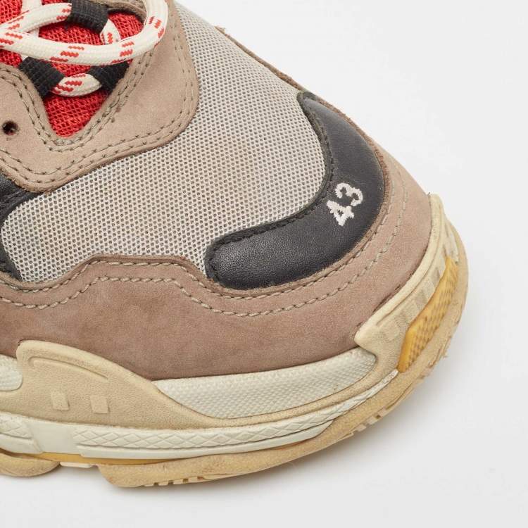 Pre Owned Balenciaga Multicolor Nubuck Leather and Mesh Triple S Sneakers Size 43