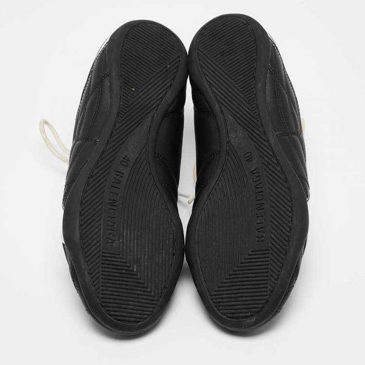 Pre Owned Balenciaga Black/White Faux Leather Zen Sneakers Size 40