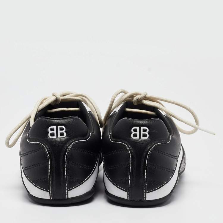 Pre Owned Balenciaga Black/White Faux Leather Zen Sneakers Size 40