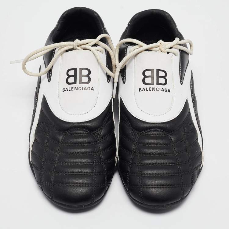 Pre Owned Balenciaga Black/White Faux Leather Zen Sneakers Size 40