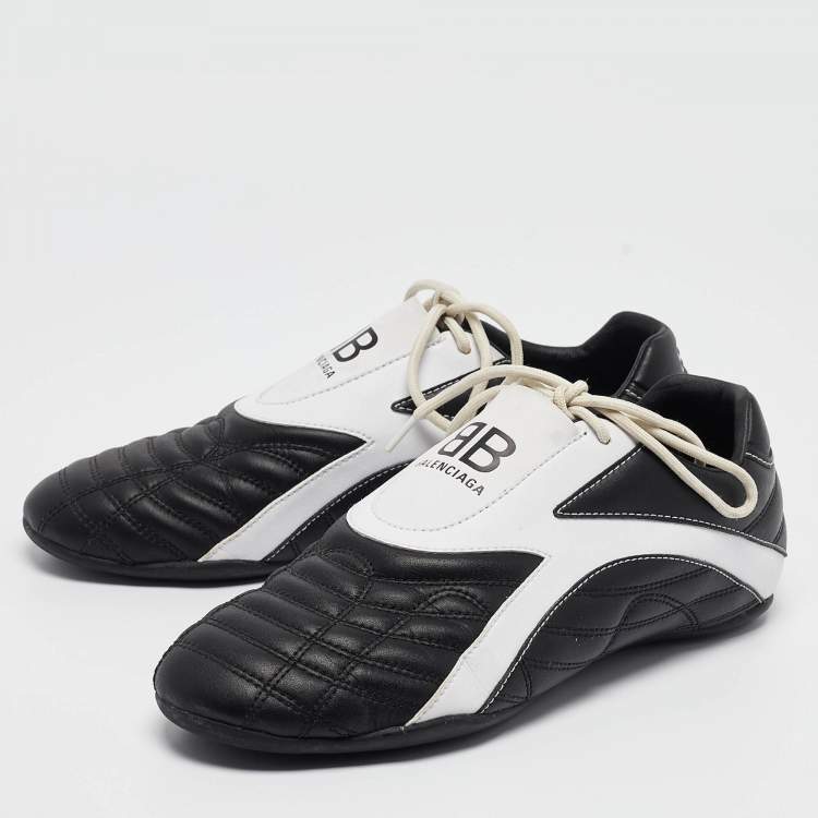 Pre Owned Balenciaga Black/White Faux Leather Zen Sneakers Size 40