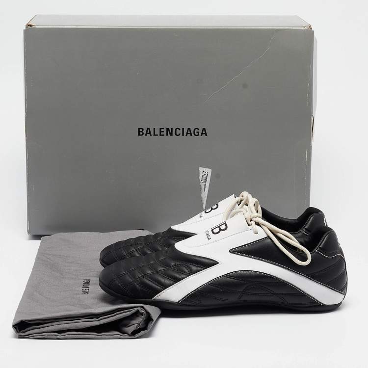 Pre Owned Balenciaga Black/White Faux Leather Zen Sneakers Size 40