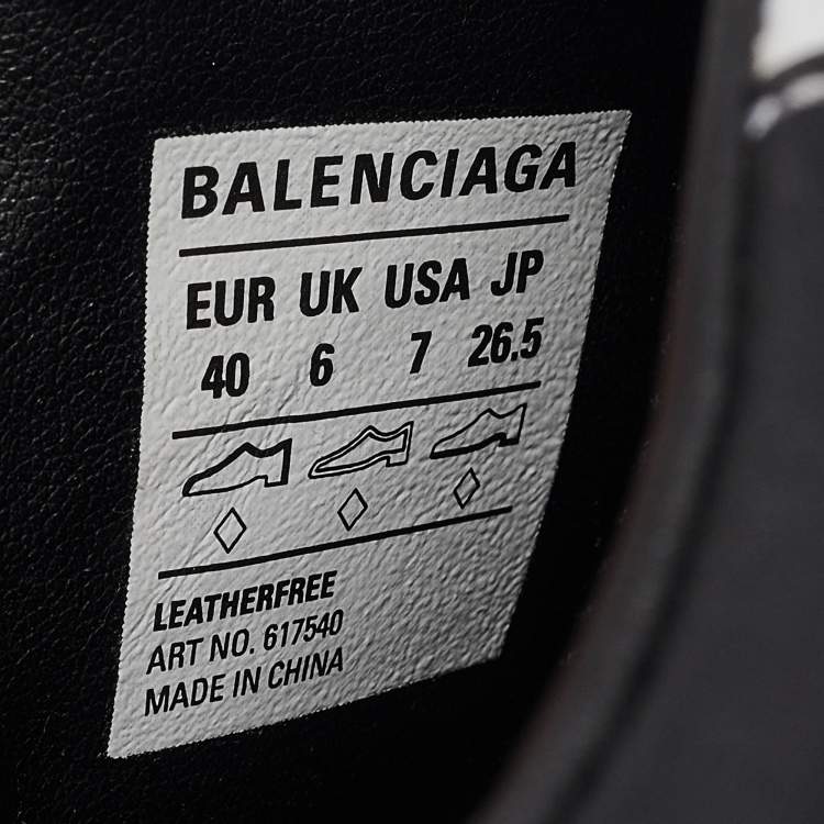 Pre Owned Balenciaga Black/White Faux Leather Zen Sneakers Size 40