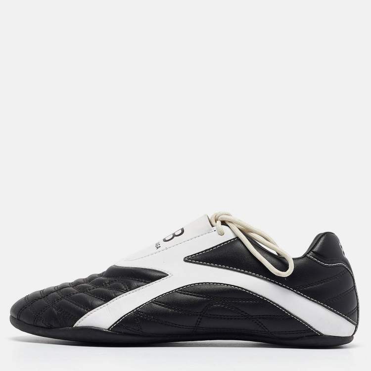 Pre Owned Balenciaga Black/White Faux Leather Zen Sneakers Size 40