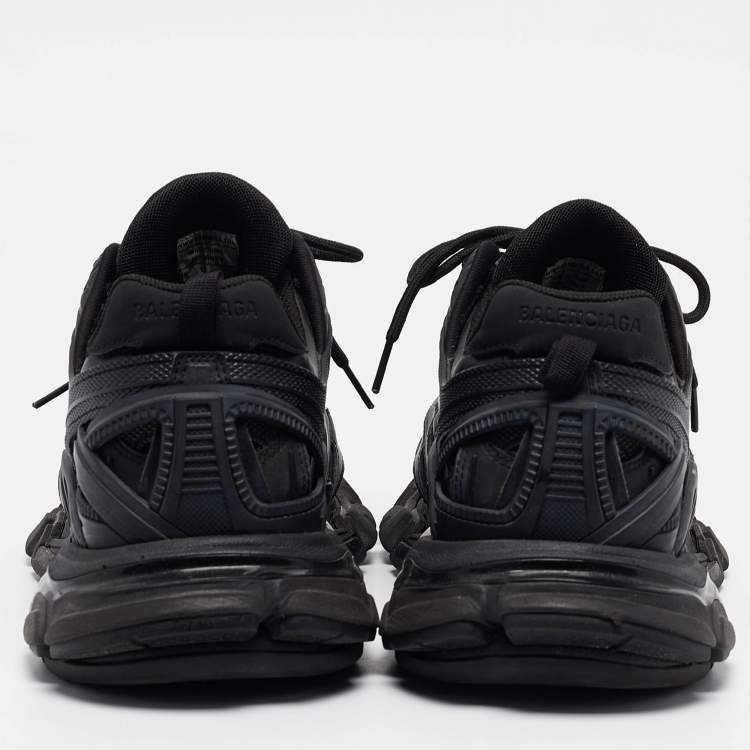 Pre Owned Balenciaga Black Faux Leather and Mesh Track 2 Sneakers Size 44