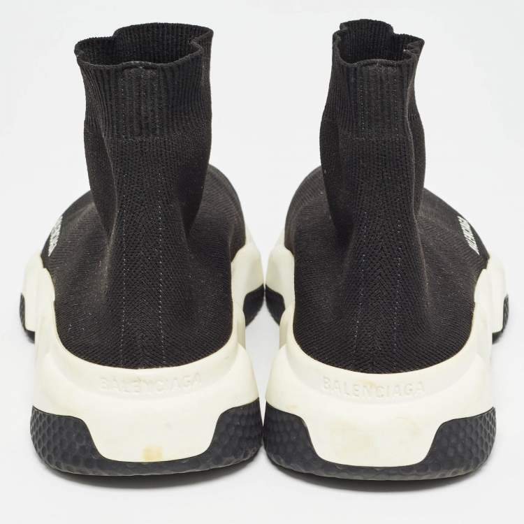 Pre Owned Balenciaga Black Knit Fabric Speed High Top Sneakers Size 38