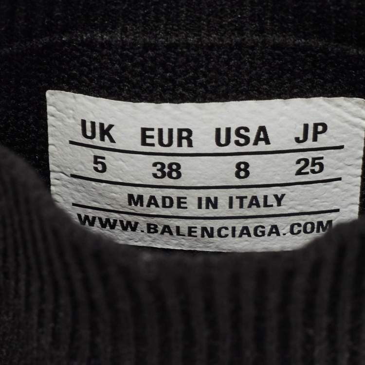 Pre Owned Balenciaga Black Knit Fabric Speed High Top Sneakers Size 38