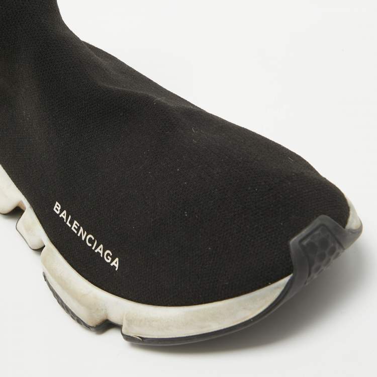 مملوكة مسبقًا Balenciaga Black Knit Fabric Speed Trainer High Top  Sneakers Size 41