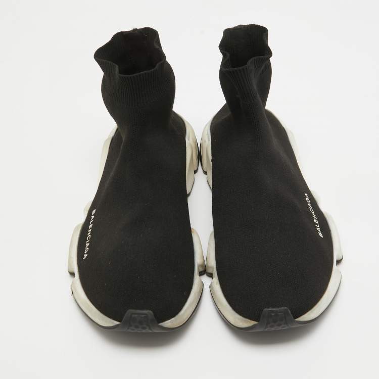 مملوكة مسبقًا Balenciaga Black Knit Fabric Speed Trainer High Top  Sneakers Size 41