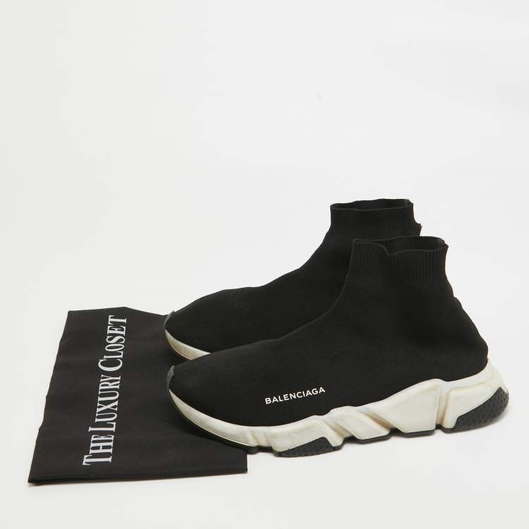 مملوكة مسبقًا Balenciaga Black Knit Fabric Speed Trainer High Top  Sneakers Size 41