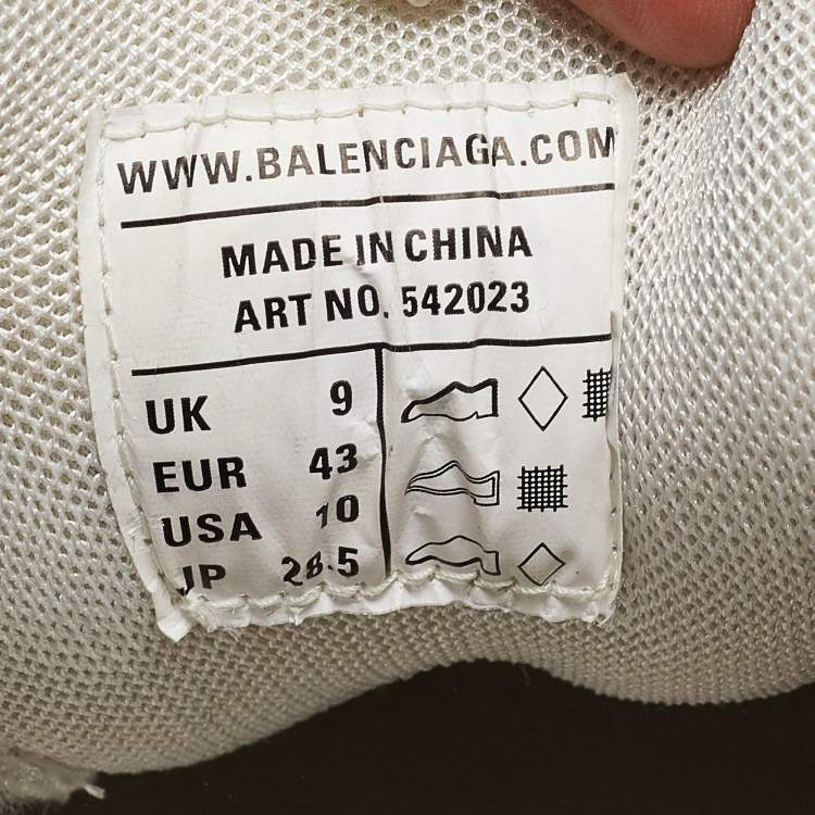 Pre Owned Balenciaga Cream Faux Leather and Mesh Track Sneakers Size 43