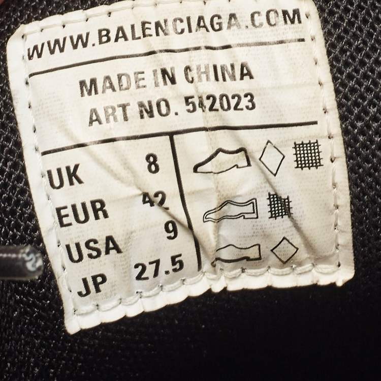 Pre Owned Balenciaga Black Faux Leather and Mesh Track Lace Up Sneakers 42