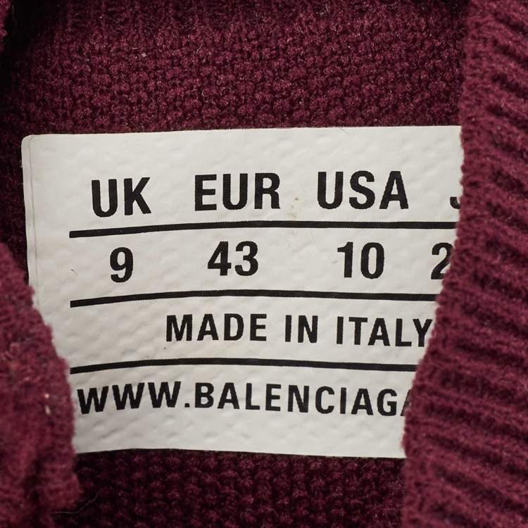 Pre Owned Balenciaga Purple Knit Fabric Speed Trainer High Top Sneakers Size 43