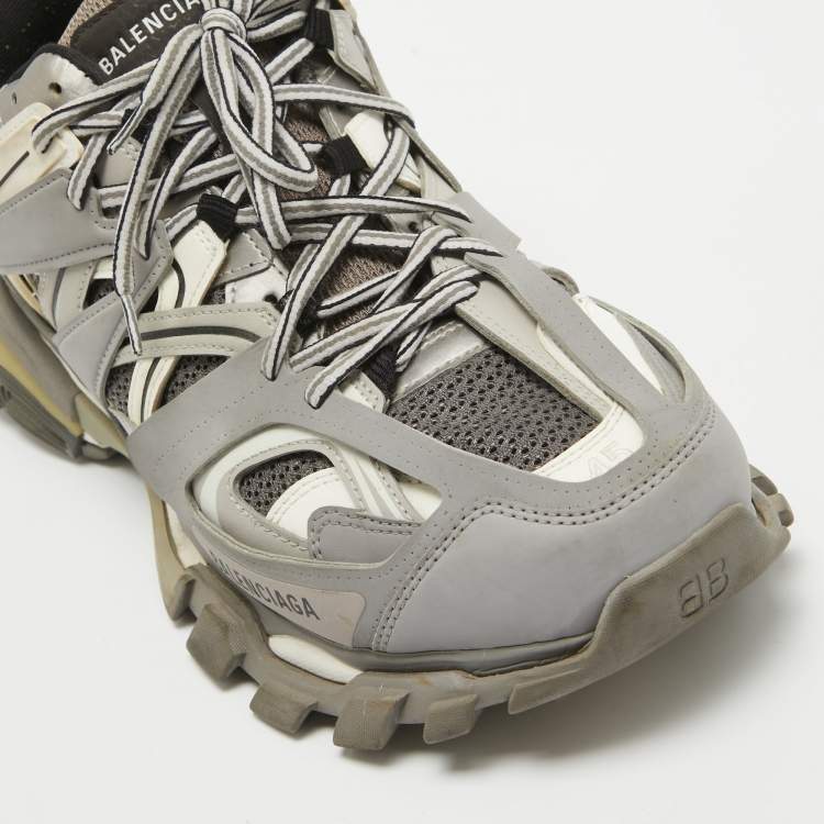 Pre Owned Balenciaga Multicolor Faux Leather and Mesh Track Lace Up Sneakers Size 45