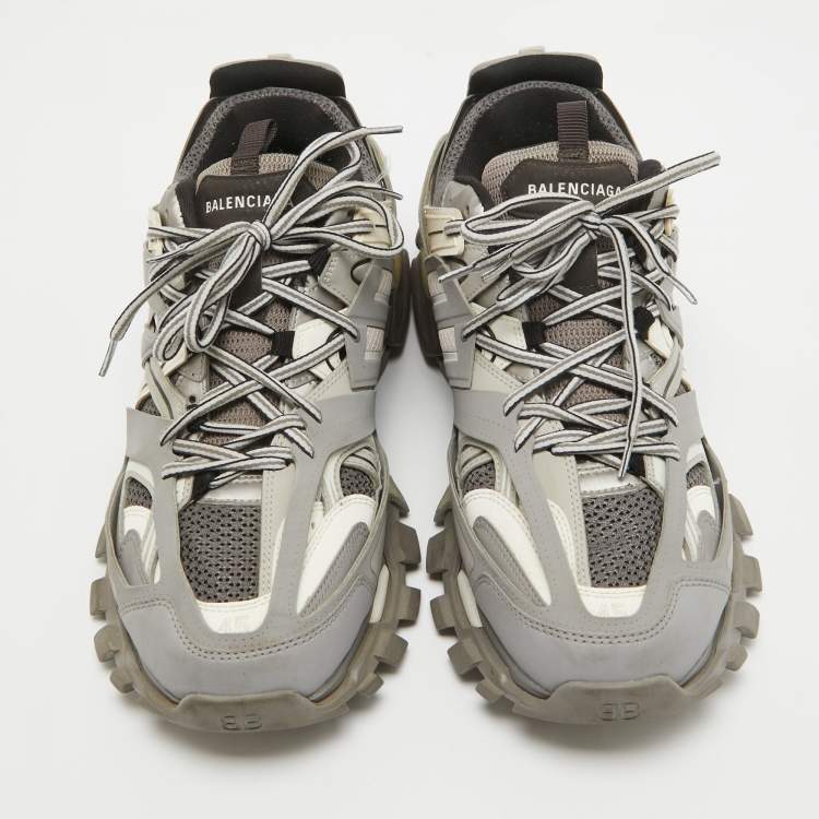 Pre Owned Balenciaga Multicolor Faux Leather and Mesh Track Lace Up Sneakers Size 45