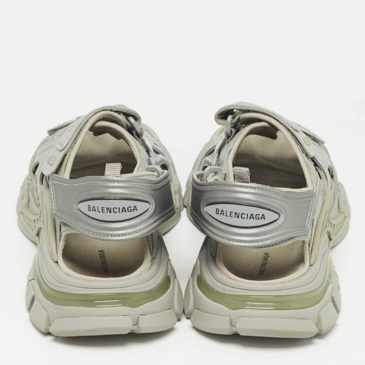 Pre Owned Balenciaga Grey Rubber Track Sandals Size 43