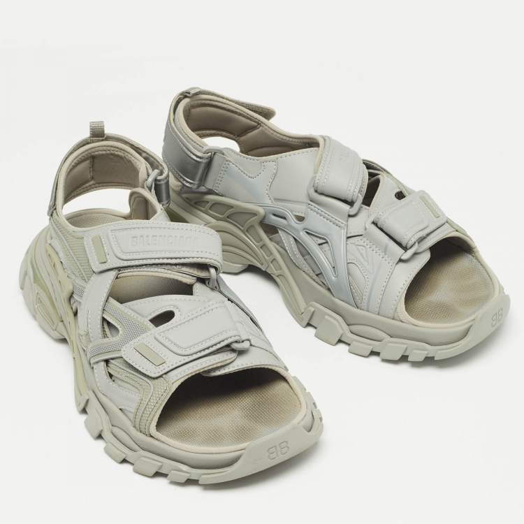 Pre Owned Balenciaga Grey Rubber Track Sandals Size 43