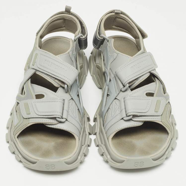 Pre Owned Balenciaga Grey Rubber Track Sandals Size 43