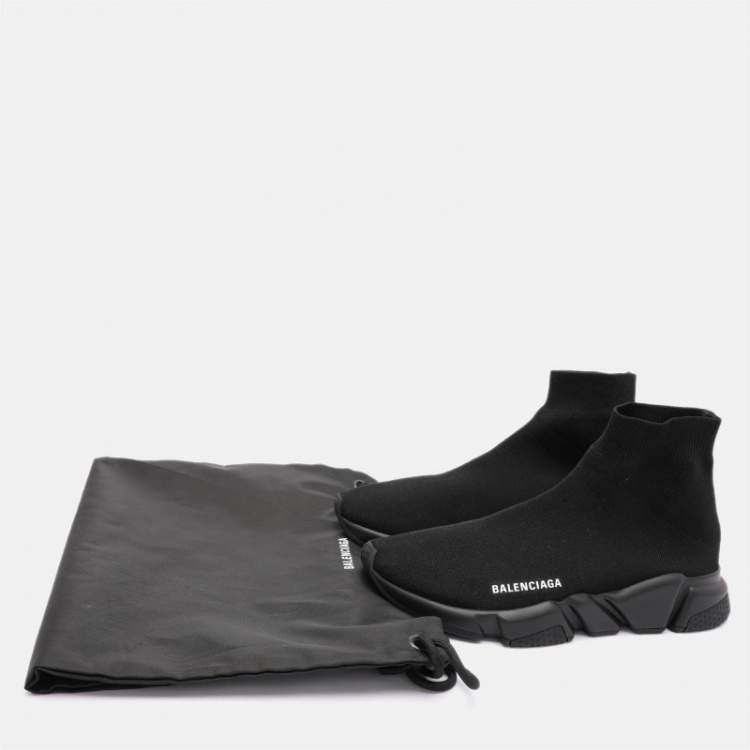 مملوكة مسبقًا Balenciaga Black Knit Fabric Speed 2.0 Sock Sneakers Size 41