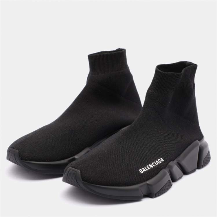 مملوكة مسبقًا Balenciaga Black Knit Fabric Speed 2.0 Sock Sneakers Size 41