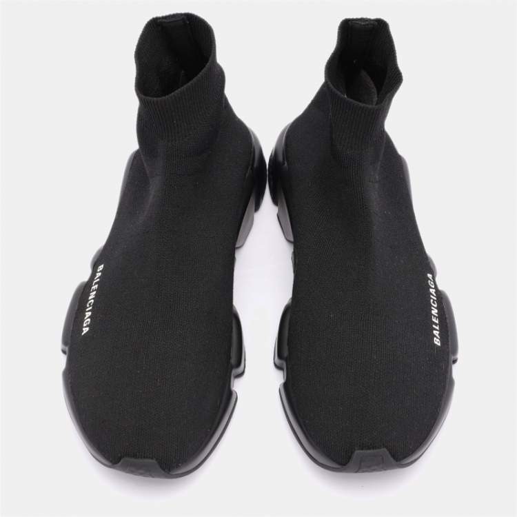 مملوكة مسبقًا Balenciaga Black Knit Fabric Speed 2.0 Sock Sneakers Size 41