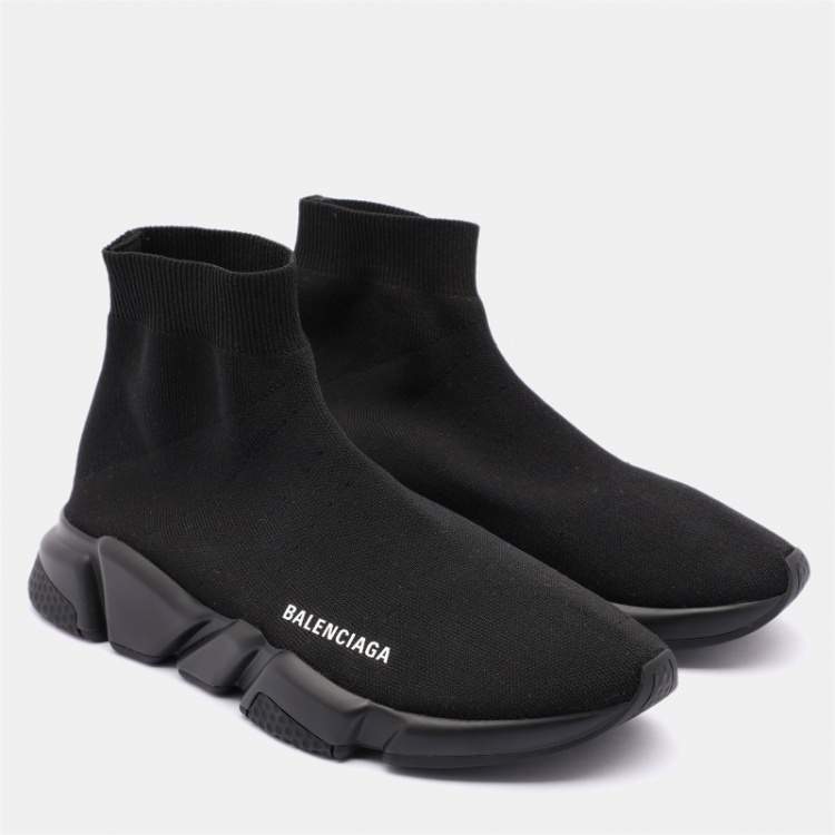 مملوكة مسبقًا Balenciaga Black Knit Fabric Speed 2.0 Sock Sneakers Size 41