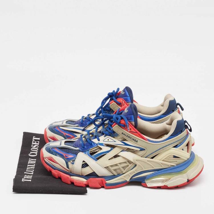 Pre Owned Balenciaga Multicolor Faux Leather and Mesh Track 2 Sneakers Size 44