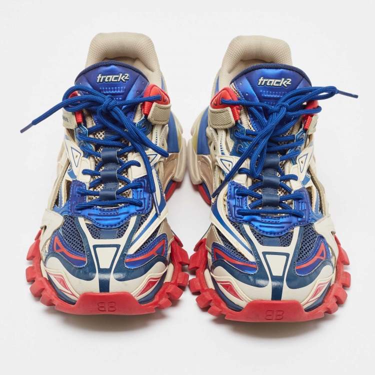 Pre Owned Balenciaga Multicolor Faux Leather and Mesh Track 2 Sneakers Size 44