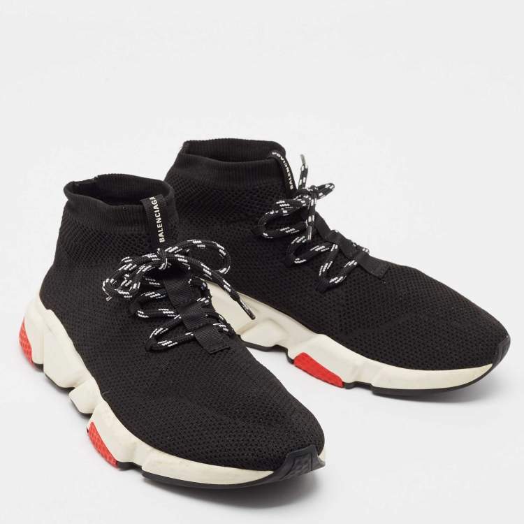 Pre Owned Balenciaga Black Knit Fabric Speed Trainer Sneakers Size 43