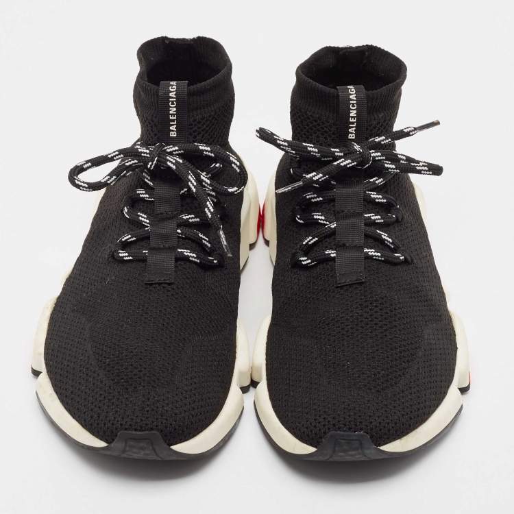 Pre Owned Balenciaga Black Knit Fabric Speed Trainer Sneakers Size 43
