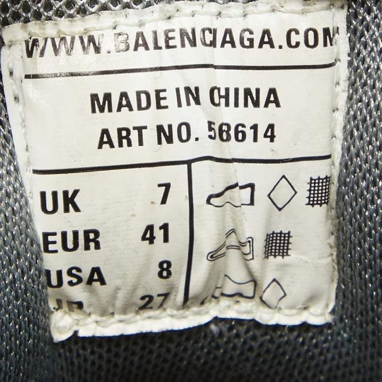 Pre Owned Balenciaga Grey Faux Leather Mesh Track Lace Up Sneakers Size 41