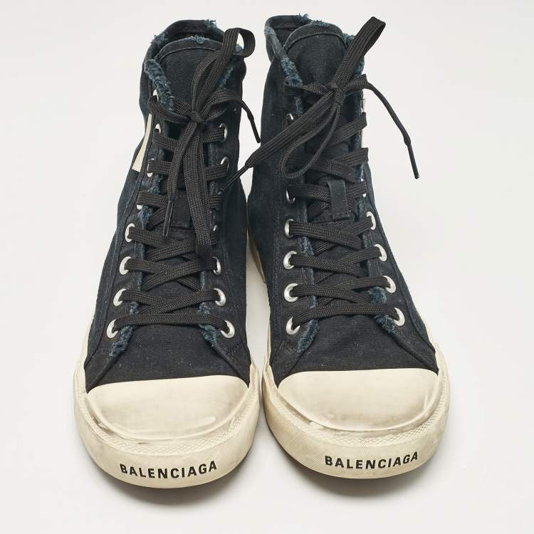 Pre Owned Balenciaga Black Canvas High Top Sneakers Size 43