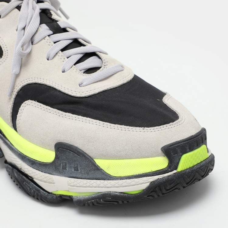 Pre Owned Balenciaga Multicolor Neoprene and Suede Triple S Low Top Sneakers Size 44