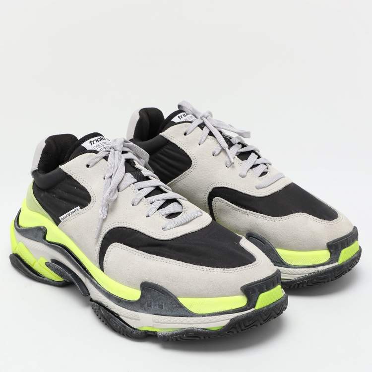 Pre Owned Balenciaga Multicolor Neoprene and Suede Triple S Low Top Sneakers Size 44