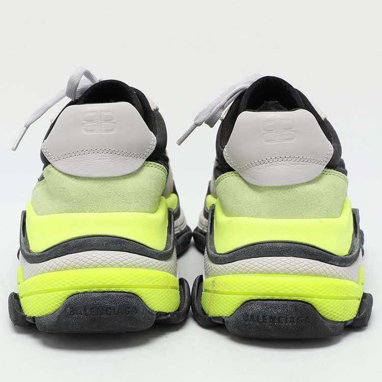 Pre Owned Balenciaga Multicolor Neoprene and Suede Triple S Low Top Sneakers Size 44