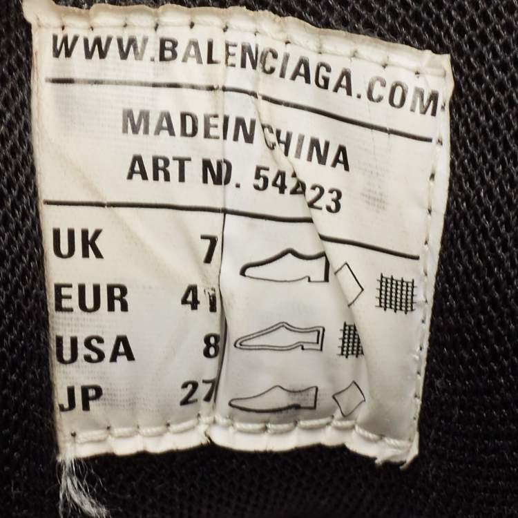Pre Owned Balenciaga Two Town Faux Leather and Mesh Track Lace Up Sneakers Size 41