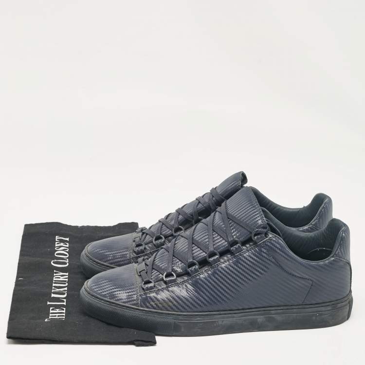 Pre Owned Balenciaga Navy Blue Leather Lace Up Sneakers Size 44